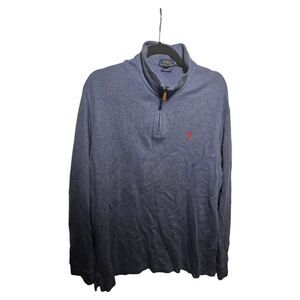 POLO RALPH‎ LAUREN Blue Quarter Zip Pullover - Size XL